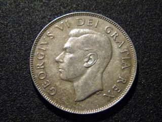1951 Canadian Fifty Cents - 50 Georges Vi Silver Coin photo