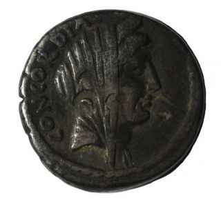 L.  Mussidius Longus 42 Bc Ar Silver Denarius Roman Republic Syd.  1093 Vf Avf photo