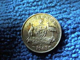 1943 - S Australia Silver Sixpence,  Higher Grade photo