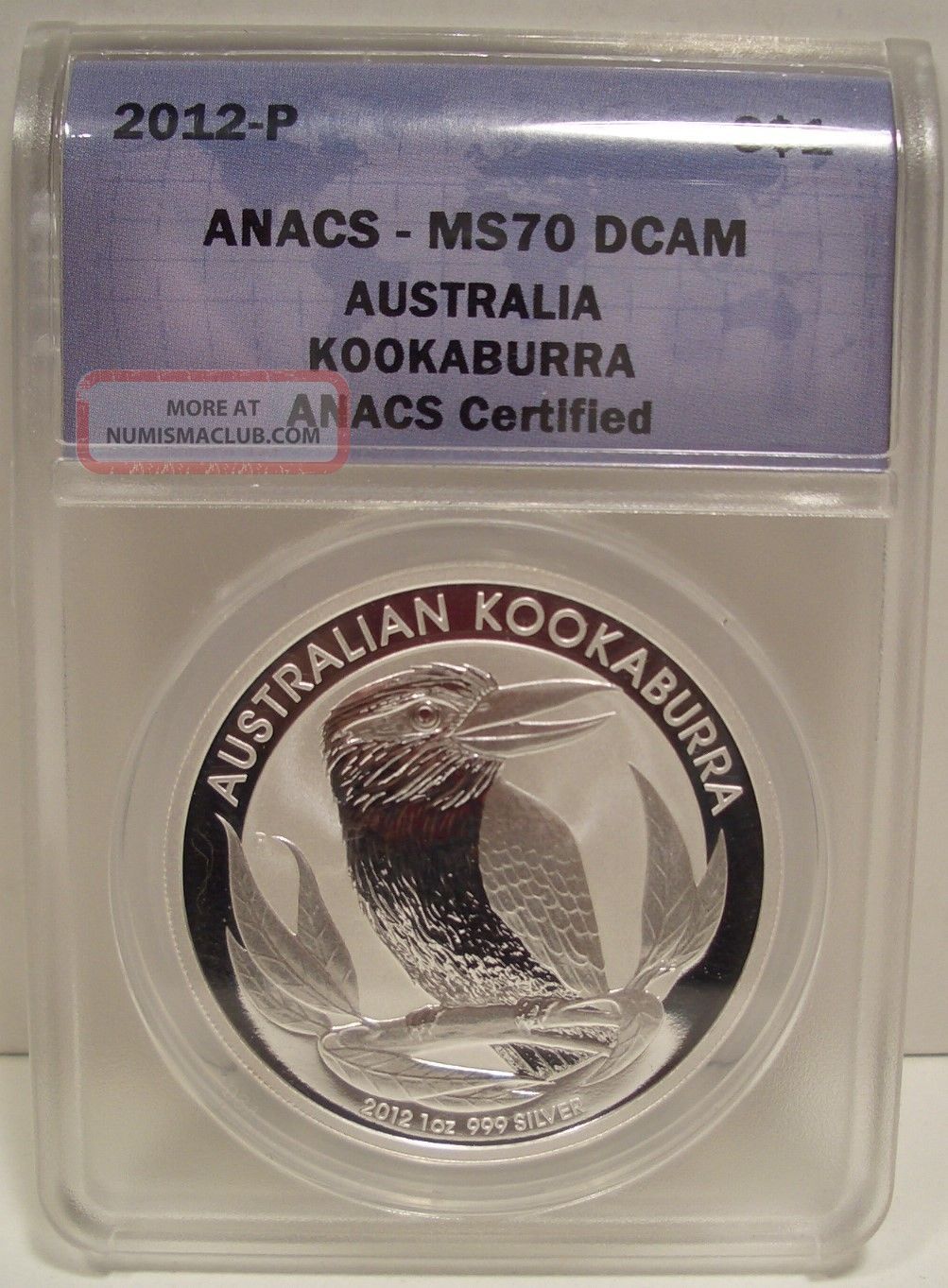 2012 - P Australia $1 Kookaburra Silver Dollar Anacs Ms 70 Dcam Gem Lqqk Australia photo