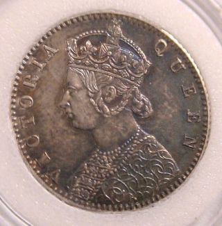 India 1862 C Victoria 1/4 Rupee Silver; Pattern Proof (mature Bust Of 5 Rs Gold) photo