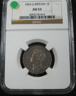 Great Britain 1826 1 Shilling Ngc Graded Au 53 photo