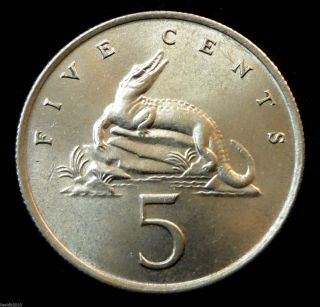 Jamaica,  1969 5 Cents Elizabeth Ii Crocodile Coin photo