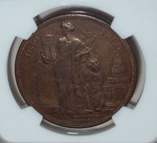 Belgium 1880 Ngc Ms62 Bn 10 Centimes Lion Uncirculated / Unc photo