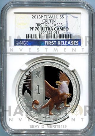 Mythical Creatures – Coin 1 Griffin - Ngc Pf70 First Releases - 2013 Silver photo