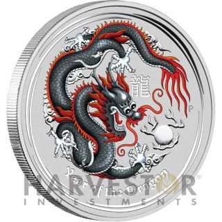 2012 World Money Fair Berlin Coin Show Special Black Dragon 1oz Silver Coloured photo