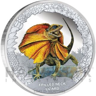 2013 Australian Frilled Neck Lizard - 1 Oz.  Silver Proof - First Coin In Series photo