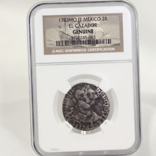 1783 Two (2) Reales El Cazador Shipwreck Silver Coin Ngc Treasure N4 photo