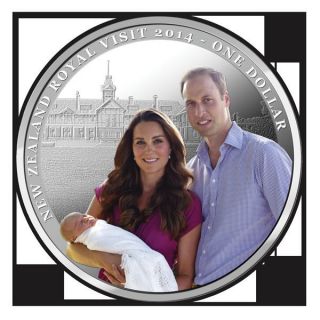 Zealand 2014 Royal Visit,  1 Oz Silver Proof $1 Coin By Nz Post photo