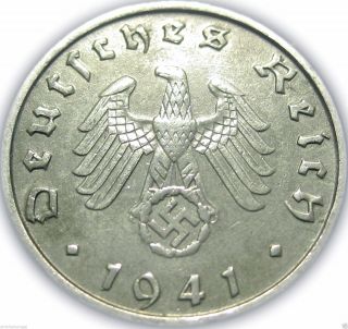 ♡ Germany - German Third Reich 1941b 10 Reichspfennig - Ww2 Coin W/ Swastika photo