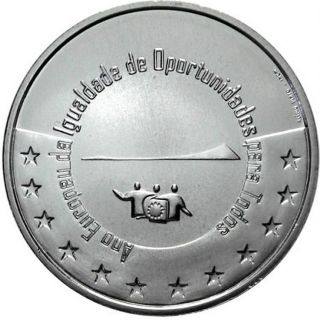 Ek // 5 Euro Silver Coin Portugal 2007 European Year Of Equal Opportunities Unc photo