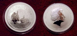2011 1 Oz Silver Lunar Year Of The Rabbit Coin,  Ser.  2 In Perth Capsule photo