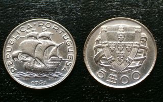 Portugal / 5 Escudos - 1951 / Silver Coin photo