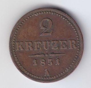 Austria 2 Kreuzer 1851 A Vf photo