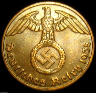 German Third Reich - Reichspfennig Coin - 1938j photo