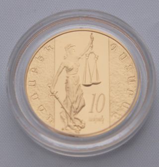 10 - Th Years Of Creation Of The Court Of Cassation Armenia Gold Coin Proof 2009 photo