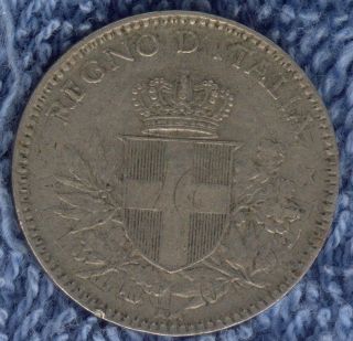 1919 Italy 20 Cents Double Over Sturck Error Obverse Centesimi 1894 Reverse photo