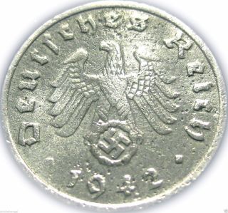 ♡ Germany - German 3rd Reich 1942e Reichspfennig - Ww2 Coin With Swastika photo