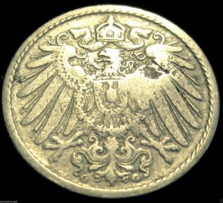 ♡ Germany - German Empire 1899g 5 Pfennig Coin - Rare - 100 Years & Older photo