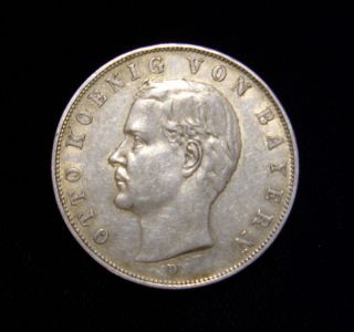 Germany,  Bavaria 1910 - D 3 Mark Coin.  900 Silver Otto photo