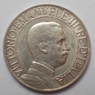 Italy 1 Lira 1913 Silver Coin Km 45 Almost Unc photo