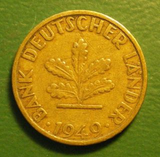 Germany 1949 F Post World War 2 - - German 5 Pfennig Coin 198 photo