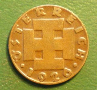 Austria 1926 Post War 2 - 2 Groschen Coin See All My Other Items.  030 photo