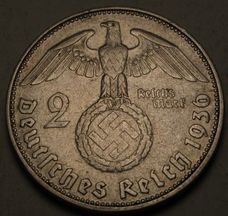 Germany (third Reich) 2 Reichsmark 1936 D - Silver - Hindenburg Issue - Vf photo