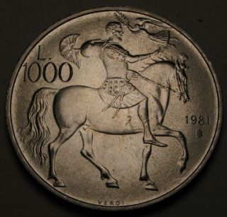 San Marino 1000 Lire 1981 - Silver - Virgil ' S Death - Unc photo