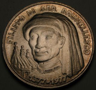 San Marino 1000 Lire Nd (1977) - Silver - Birth Of Brunelleschi - Aunc photo