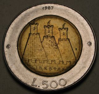 San Marino 500 Lire 1987r - Bi_metalic - Resumption Of Coinage - Xf photo