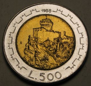 San Marino 500 Lire 1988 R - Bi_metallic - Fortifications - Aunc photo