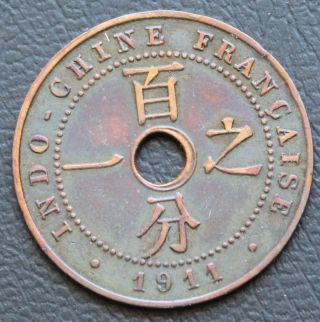 Indo - China,  French,  Large Cent 1911 Bronze photo