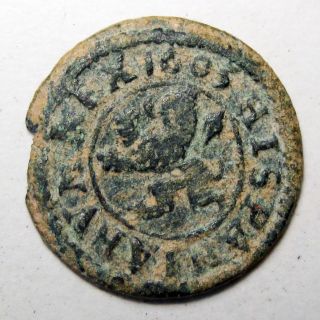 1605 Spain 2 Maravedis Cob Coin,  Phillip Iii photo