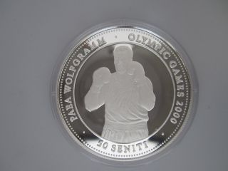 Tonga 50 Seniti,  1998,  Olympics Silver Proof Boxer. photo