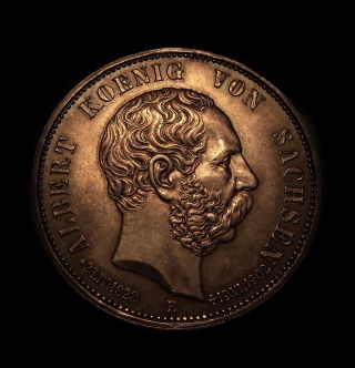 1902 E Germany Saxony 5 Mark Silver Crown Rare Unc Albert Commemorative photo