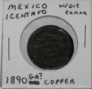 Vintage 1890 Mexico 1 Centavo Coin; Copper photo
