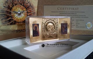 Canonization Of John Paul Ii Triptich 4 Oz Silver Gold Plated Available photo
