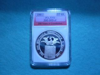 200.  000 Zl - 1 & 1/4 Oz. .  999 Silver - 200 Years Of Constitution. photo