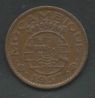 Mozambique,  Portuguese Colony,  1957,  1 Escudo,  Bronze,  Km 82,  Choice Extra Fine photo
