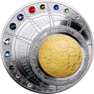 Niue 2013 100$ Magic Year Of Happiness Calendar 400g Silver Coin With Swarovski photo