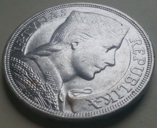 Delightful 1931 Latvian 5 Lati Silver Crown Coin Au++ photo