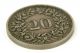 1944 20 Rappen Helvetica Coin Switzerland Swiss Europe photo 2