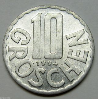 Austria 10 Groschen Coin Eagle 1994 Km 2878 photo
