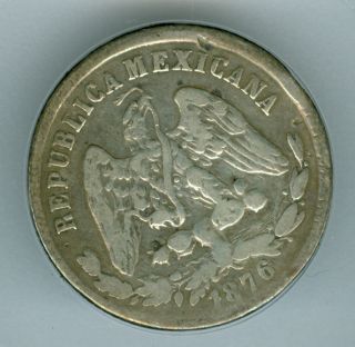 1876 Gos Mexico 25 Cents Very Fine Plus. photo