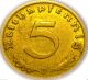 ♡ German 3rd Reich 1938d 5 Rp Coin W/ Swastika - Nazi Germany Ww 2 - Rare Coin Germany photo 1