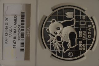 10 Yuan China 1989 Silver Proof Panda Pf 67 Ultra Cameo photo