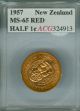 1957 Zealand Half Penny Red State Finest Graded. Australia & Oceania photo 2