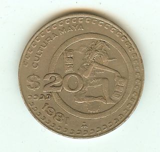Mexico 20 Pesos Coin 1981 Cultura Maya photo
