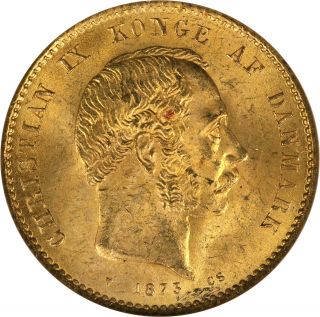 1873 Denmark Gold 20 Kroner Ngc Ms64 Old Holder Lustrous Coin photo